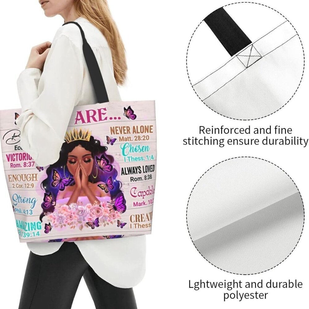 African American Queen Handbag Black Polyester Tote Large Capacity Stylish - Picture 6 of 8